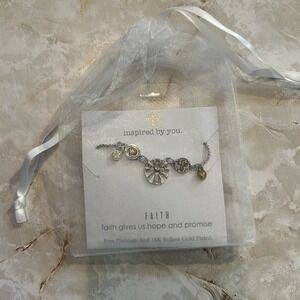 Inspired By You Faith Charm Bracelet Platinum & 18K Gold Plated Religious